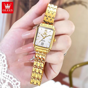 OLEVS luxury watch for women original waterproof stainless steel calendar square gold watch
