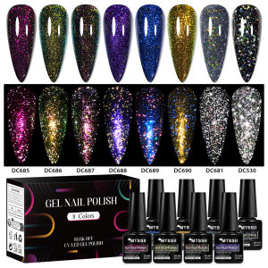 8/12pcs Glitter Gel Nail Polish Set Sparkling Glitter Semi Permanent Soak Off UV Gel Varnish Manicure With Box DIY Nail Supplies