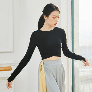 Classical Dance Practice Suit Womens Long Sleeve Fingertip Buckle Top Slimming Latin Dance Costume Belly Dancing Training Wear