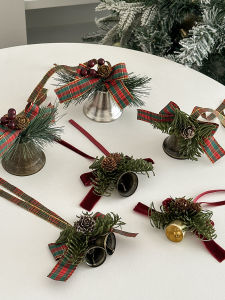 CHIGUASHAONV | Christmas Tree Decor Bell Pendant Bow Pine Cone Ornament