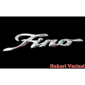 Emblem motor 3D timbul tulisan FINO latin warna CHROME/KROM silver mengkilap sepasang body kanan & kiri satu set lengkap dengan perekat yang kuat Motorcycle