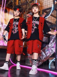 New Arrival Hip Hop Kids Trendy Clothes Boy Hiphop Handsome Hip Hop Drum Kit Costume Suit Performance Wear Cool Handsome