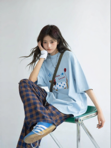 CHANT2nd | Cute Dachshund Embroidery Short Sleeve T-Shirt 280G Heavy Cotton