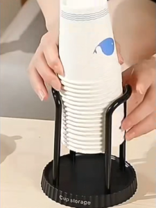 Plastic Cup Storage Rack – Bathroom & Kitchen Cup Dispenser Compact Holder for Tea/Coffee Cups