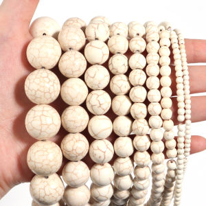 1 Strand Natural Stone Beads 3-20mm White Turquoises Stone Beads Round Loose Beads For DIY Jewelry Making Necklace Bracelet