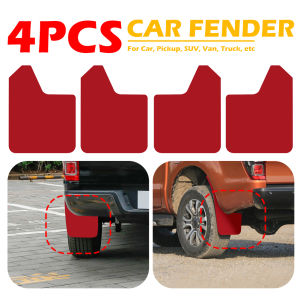 [7 Days Money Back Guarantee] 4x Red Universal Splash Guard Mud Flaps for Car Pickup SUV Fender Mudguards