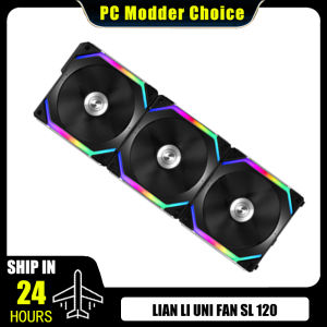 LIANLI UNI FAN SL120 V1 Classical RGB Fan Kit Cable Free Wireless Assemble Module Cable L-Connect Control Black Triple Pack