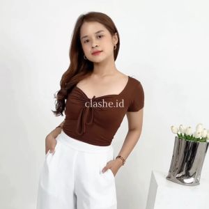 Zizi Crop Top Basic Rayon Spandex Tali Serut - OOTD by Clashe