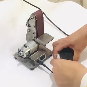 110V/220V Mini Electric Belt Sander Desktop Vertical Polishing Machine DIY Angle Grinder Sharpening Machine With 10PCS Belt