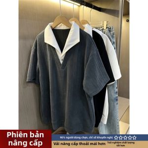 LIUBU | Áo Polo Phong Cách Old Money Sọc Đậu Nành Xám Giả 2 Mảnh
