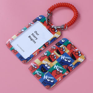 Campus Shuttle Card Bus Subway Card Cover Work Certificate Lanyard Halterneck Kindergarten Badge Student Couple Card Protective Cover Cartoon Cartoon Cute Retractable Rope Anti-Lost Anime Sesame Street
