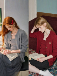 KUHNMARVIN | Bộ Áo Kẻ Cardigan và Áo Thun Dành cho Công Việc và Đi Làm Thu Elegance