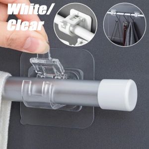 Self Adhesive Wall Hooks Punch-free adjustable telescopic rod shower curtain rod clothes rod shower rod curtain rod  Nail-Free Adjustable Holders Adhesive Wall Curtain Fixed Clip Multipurpose Stainless Steel Telescopic Clothing Rod Punch-Free