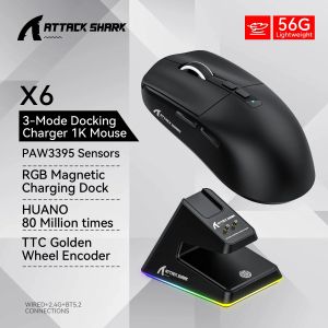 ATTACK SHARK | Attack Shark X6 Wireless Ergonomic Gaming Mouse Adjustable DPI Wired 2.4G/Bluetooth High Precision Rechargeable Mice