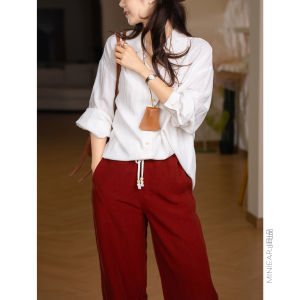 XIAOER | Oversized Textured Linen-blend Embroidered Shirt