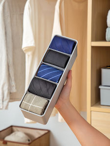 Mens Belt Tie Organizer Box Multi-Grid Storage Case Home Multi-Function Organizer Rectangle Shape Longitudinal Storage Box