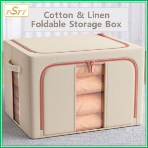 Multi-use Foldable Storage Box Cotton Linen Household Clothes Sorting Box Wardrobe Toy Finishing Cabinet Car Trunk Storage Organizer