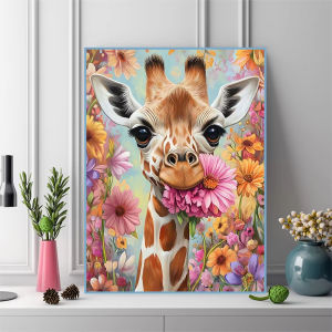 Jigsaw Puzzle Stunning Giraffe Portrait With Flowers Art For Adults Perfect For Family Game Night And Brain Exercise