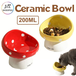 SKISOPGO Cat Ceramic Bowl Pet Bowl Large Caliber with High Stand Neck Protection Pet Bowl for Pet Snack Plate