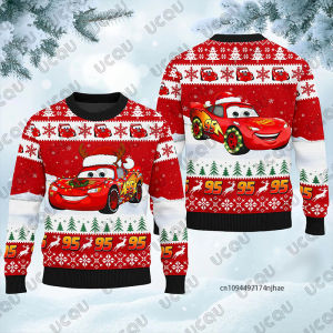 2026 The Cars Lightnight Mcqueen 95 Ugly Christmas Print Hoodies For Men Casual Long Sleeve Sweatshirt Oversized Couples Tops