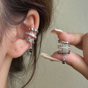 Fashionable Three-Layer Color Block Elegant Ear Cuff Womens New Style No Piercing Versatile Simple Earrings Minimalist Design