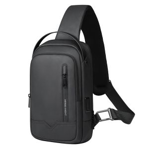 HK Waterproof Shoulder Bag for Men Lightweight Crossbody Bag Oxford Casual Satchel with USB Port Commute Business Chest Bag Male