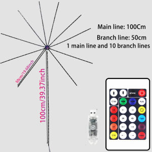 RGBIC LED Strip Light Firework Starburst Pattern Bluetooth APP USB 5V Music Sync for Christmas Party Holiday Wall USB Powered