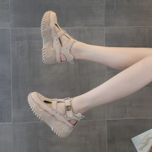 Rain Soil Leather Sports Sandals for Women: New Summer Casual Breathable Cut-out Daddy