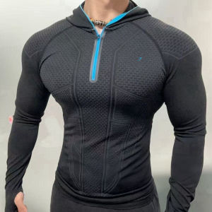 Gym Zipper Hoodie 1.0 Fitness Long Sleeve Mens Autumn/winter Classic Super Hero Cycling Running Speed Dry Hoodie Long T-shirt