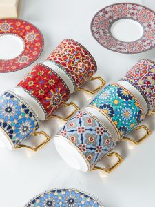 Luxury European Style Coffee Cup and Saucer Set Ceramic