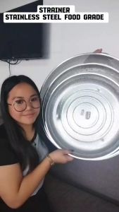 Stainless Steel Flat Circular Strainer Big Colander Food Strainer