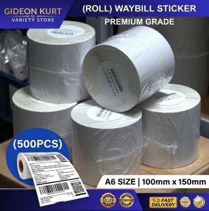 A6 Thermal Waybill Sticker Roll 500pcs 100x150mm Waterproof Oilproof Tear Resistant