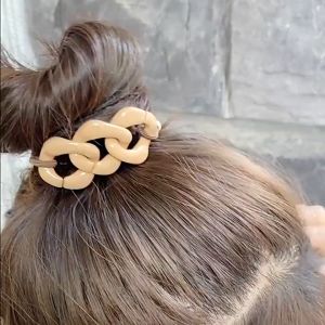 Sét 9 dây chun buộc tóc màu nâu sữa phong cách Hàn Quốc