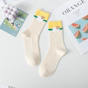 ถุงเท้าผู้หญิง ผ้าฝ้าย แบบบาง ลายทาง สีชมพู สไตล์ญี่ปุ่น ถุงเท้าน่ารักและเกาหลีKorean colorful socks ladies cute socks fashion stockings