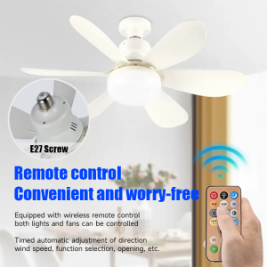 KETHE 2 in1 Ceiling Fan With LED Light 6 Blades With Remote Control For Living Room Bedroom Dining Room Corridor At Night