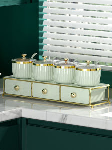 Luxurious Multi-Layer Spice Jar Set Creative Kitchen Home Use Storage Box for Salt Noodle Soup Seasoning Nordic Style Plastic