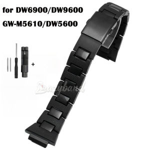16mm for CASIO DW6900/DW9600/GW-M5610/DW5600 Black Silicone Steel Strap Accessory Water&Rust Resistant Men Sport Band FoldBuckle