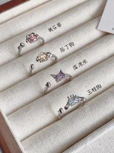 Children's Open Finger Ring Girls Princess Best Friend Cartoon Character Alloy Gemstone Jewelry Baby Gift Sweet Style Fresh Out