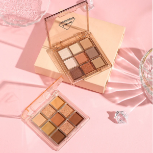 พาเลทอายแชโดว์ 9 สี โทนสีเอิร์ธโทน ประกายมุก แมตต์ พร้อมกลิตเตอร์ละเอียด ชิมเมอร์ - เครื่องสำอางสำหรับแต่งหน้าบนเวที