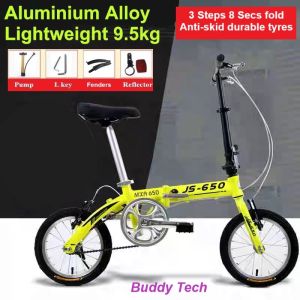 JS 14 Inches 9.5kg Installation-free Aluminum Alloy Folding Bike Foldable Lightweight and Portable single speed