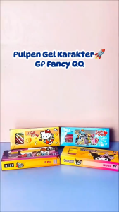 Pulpen Gel Karakter GP Fancy QQ | Gel Pen 0.5mm | Pulpen Tinta Hitam | Bolpen Gel | Ujung Pena Lancip Stationery