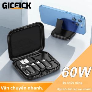 PD 60W Sạc Nhanh USB C Sang Type C Với Micro Lightning Adapter Đựng Thẻ Hộp Bảo Quản Cho iPhone Xiaomi Đồng Bộ Dữ Liệu Dây