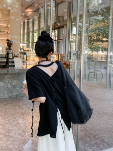 Áo Thun Nữ Tay Ngắn Dáng Rộng Dài Vừa Phải Mùa Hè Thiết Kế Độc Đáo Thoải Mái Cổ Tròn Màu Trơn Không Tay Áo Thun Cotton