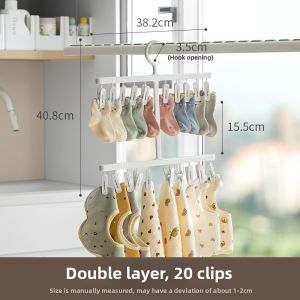 LANJIAOLUO | Multi-clip Baby Underwear Double-layer Drying Rack