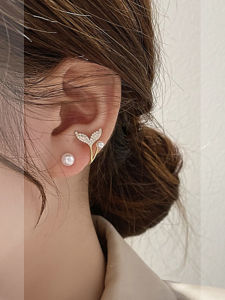 Mermaid Pearl Design Earrings French Style Sweet Oceanic Atmosphere Ear Jewelry Alloy Plated Silver Gold Female Fashion Accessories