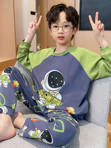 New 2025 Cotton Pajamas for Boys Long Sleeve Thin Home Clothes for Children Spring Autumn Pure Cotton Sleepwear for Teens
