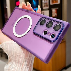 Clear Neon Magnetic For Magsafe Case For Samsung Galaxy S24 S23 S22 Plus Ultra FE A35 A15 A05 A54 A24 A14 A73 A53 A33 A23 Cover