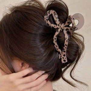 New Ponytail Leopard Bow Large Hair Claw Crab Hair Accessories for Women Back Head Shark Clip Hairpins Girls Barrettes Headbands