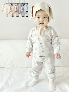 Baby Long Sleeve Thermal Underwear Set Childrens Home Clothes Sleepwear Two Piece Set Boys Girls Base Layer Clothes