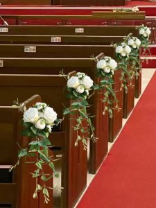 Outdoor Wedding Lawn Chair Back Decorative Silk Flowers Business Event Church Hotel Door Knob Simulation Silk Flower Arrangement